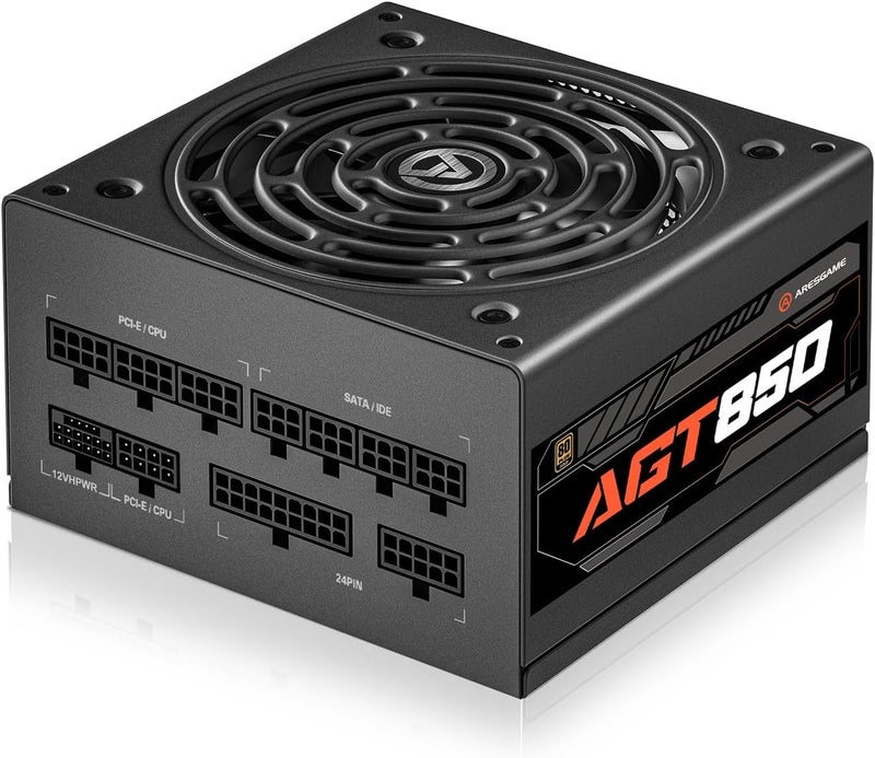 ARESGAME AGT Series 850W Power Supply, 80+ Gold Certified, Fully Modular, FDB Fan, Compact 140mm Size, 10 Year Warranty, ATX Gaming Power Supply - Image 1